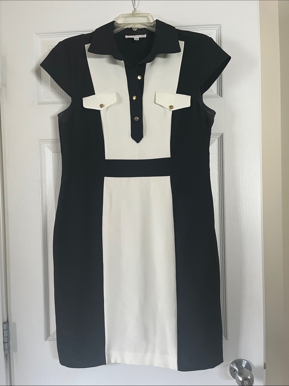 Colorblock Polo Mini Dress in Black and White